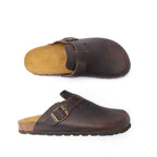 Zuecos Noe Oiled Leather Dark Brown - Hombre