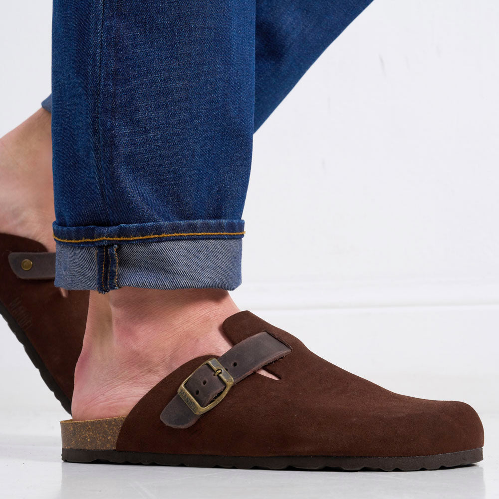 Zuecos Noe Suede Dark Brown - Hombre