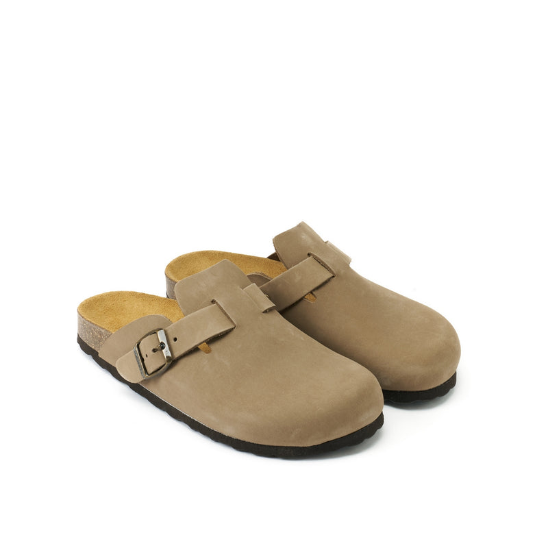 Noe Nubuck Taupe Clogs - Men