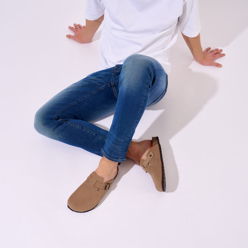 Noe Nubuck Taupe Clogs - Men