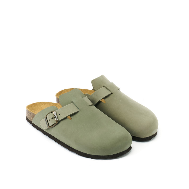 Noe Nubuck Olive Green Clogs - Men's