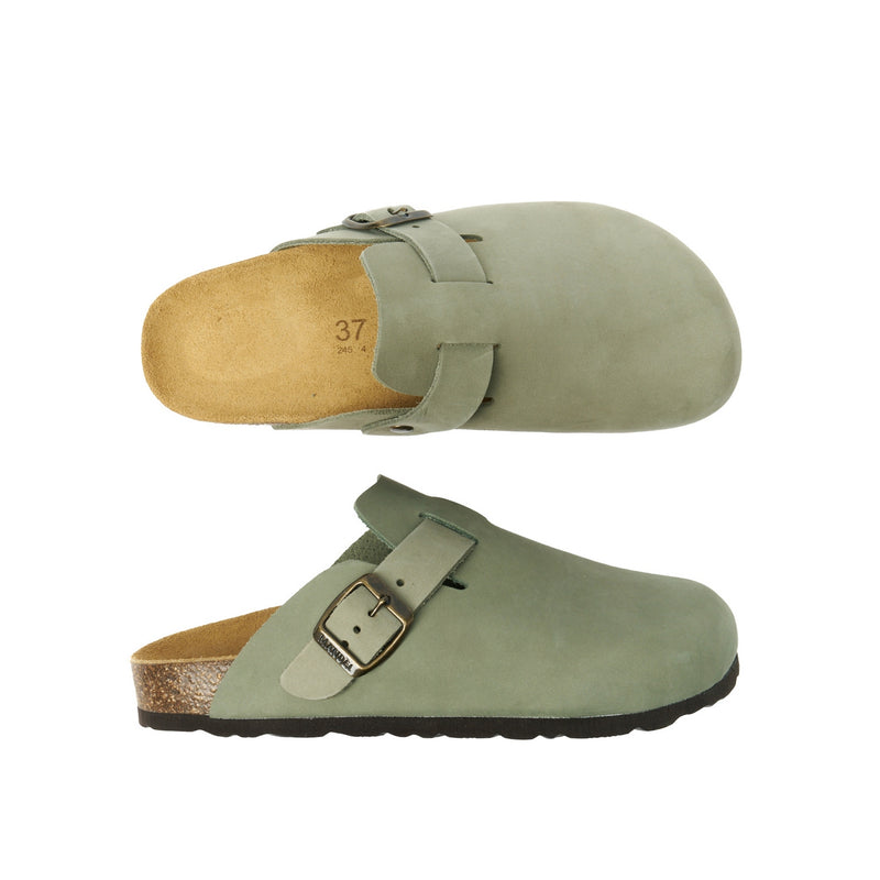 Noe Nubuck Olive Green Clogs - Men's