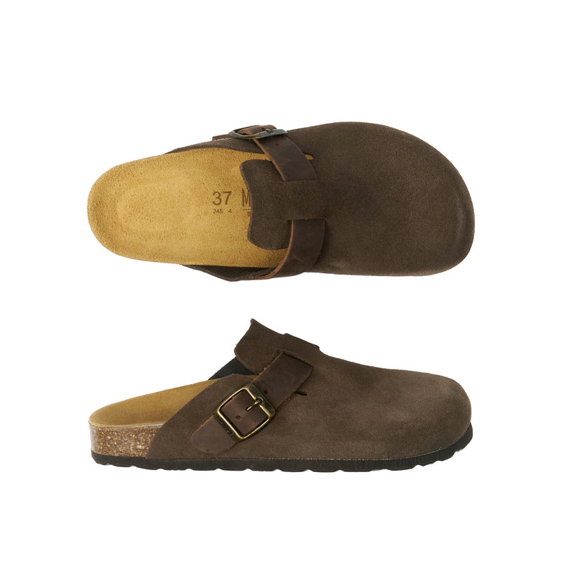 Noe Suede Maron Brown Clogs - Men