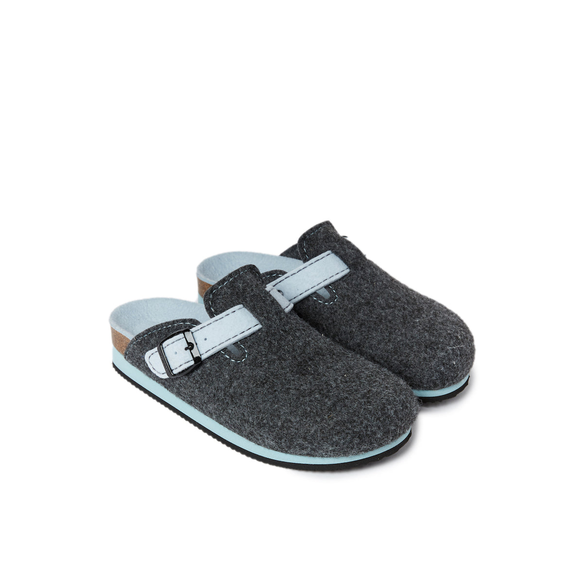 Sabots Noe Noir Gris & Light Bleu - Femme