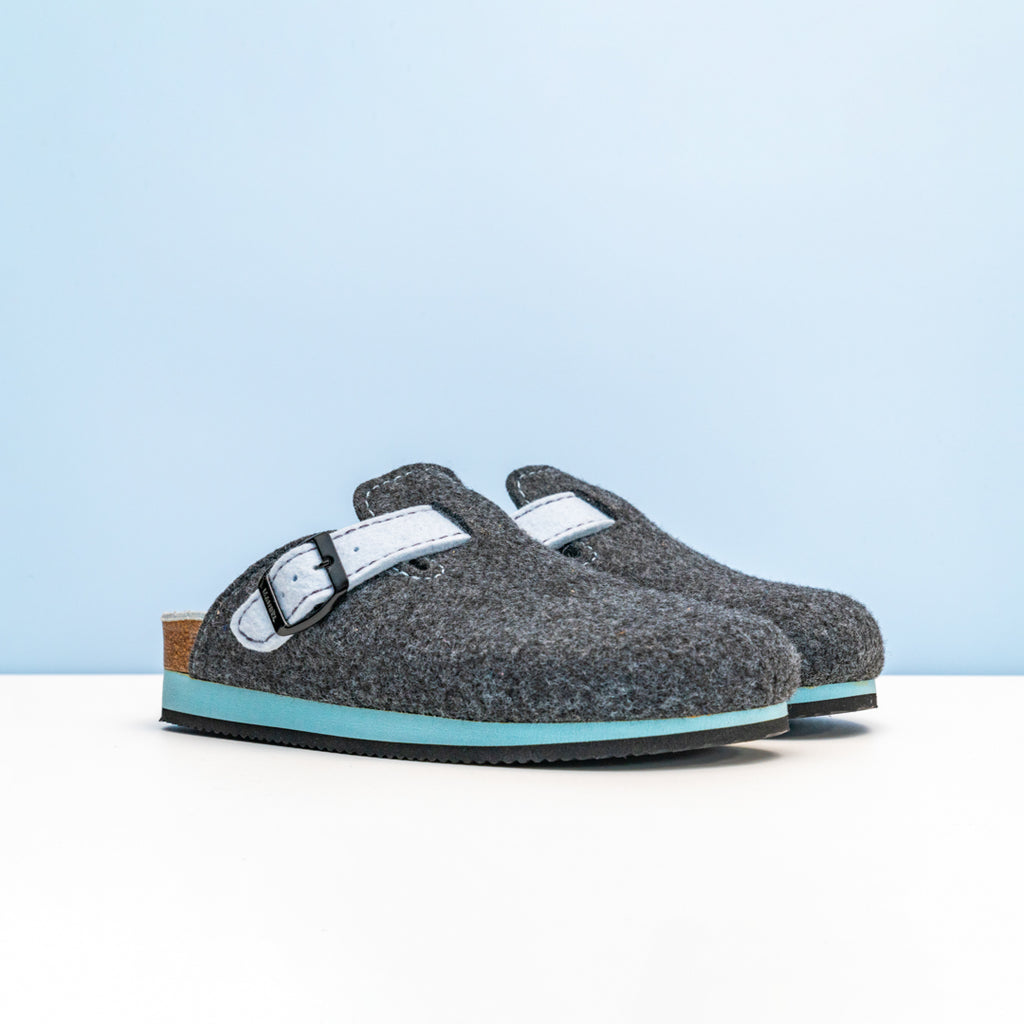 Sabots Noe Noir Gris & Light Bleu - Femme