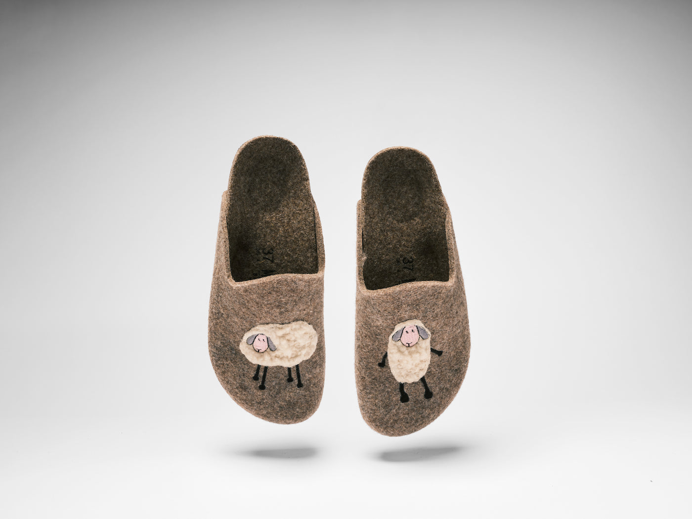 Angel Sheep Beige Slippers - Women