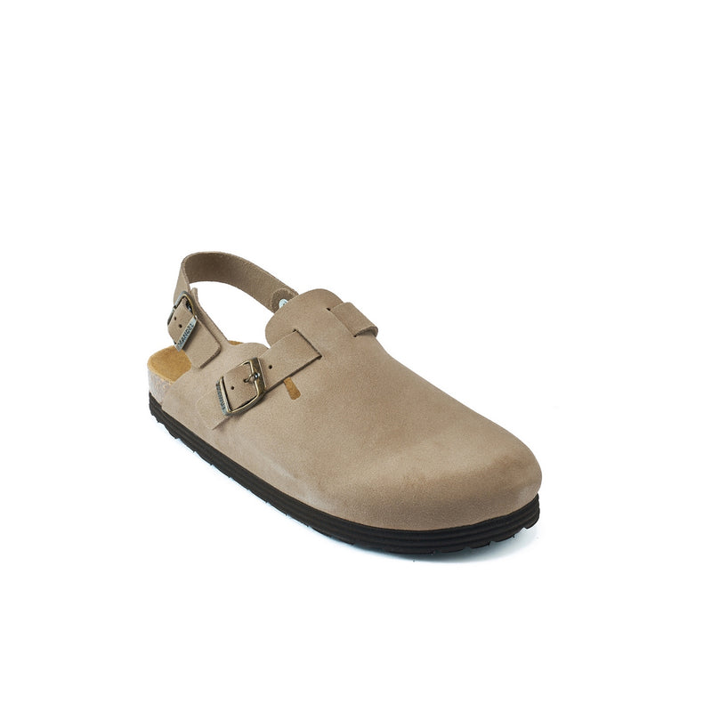 Oscar Suede Taupe Clogs - Men