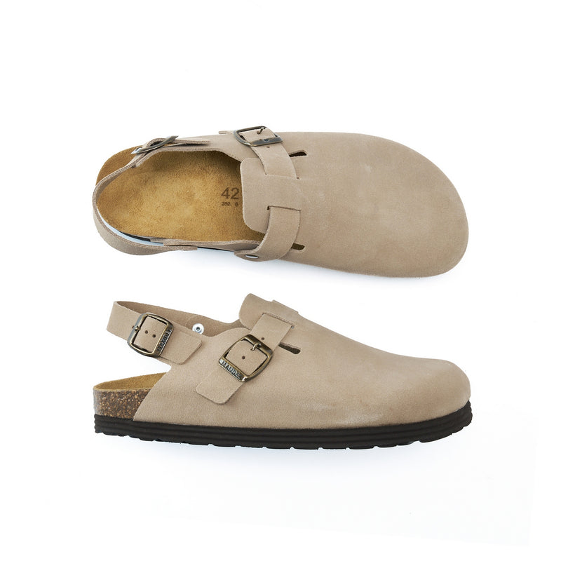 Oscar Suede Taupe Clogs - Men