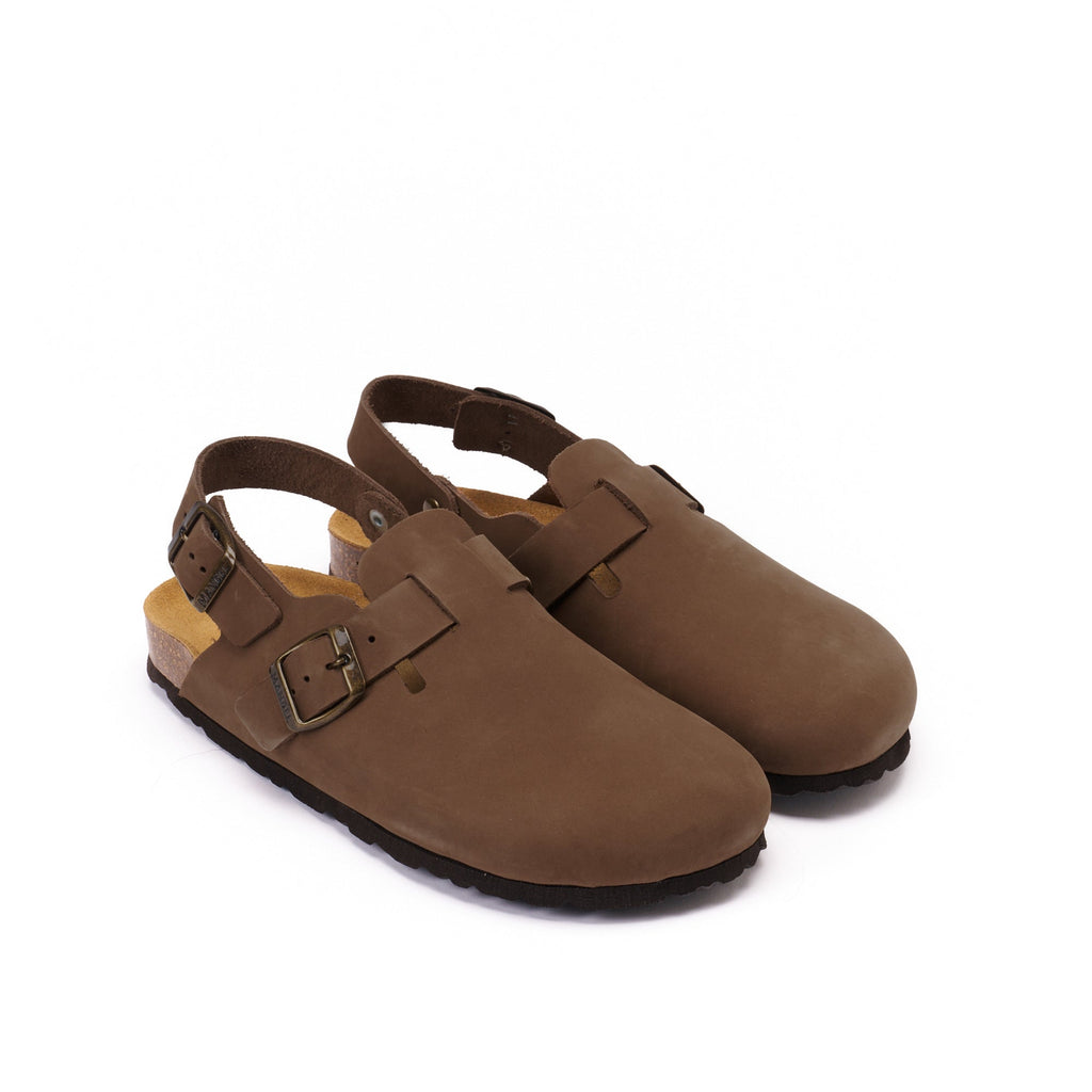 Oscar Nubuck Black Brown Clogs - Women