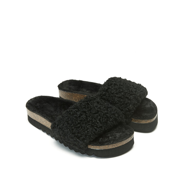 Sandales Laia Teddy Noir - Femme