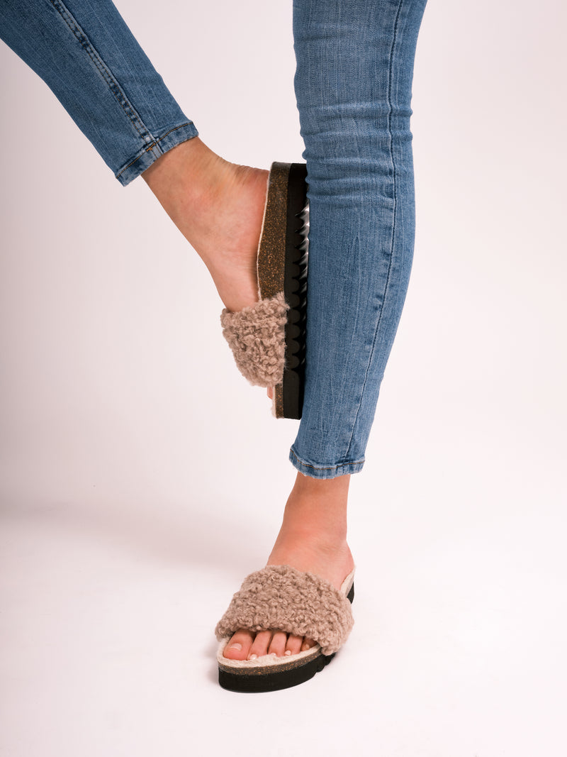 Sandales Laia Teddy Taupe - Femme