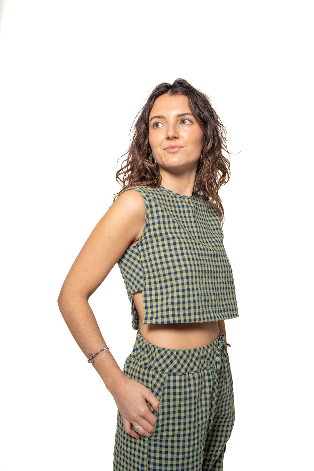 Top À Carreaux Vichy - Olive