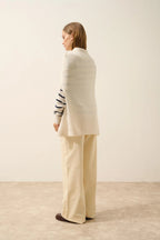 Round Neck Cape with Drawstring - Miamar - Ivory