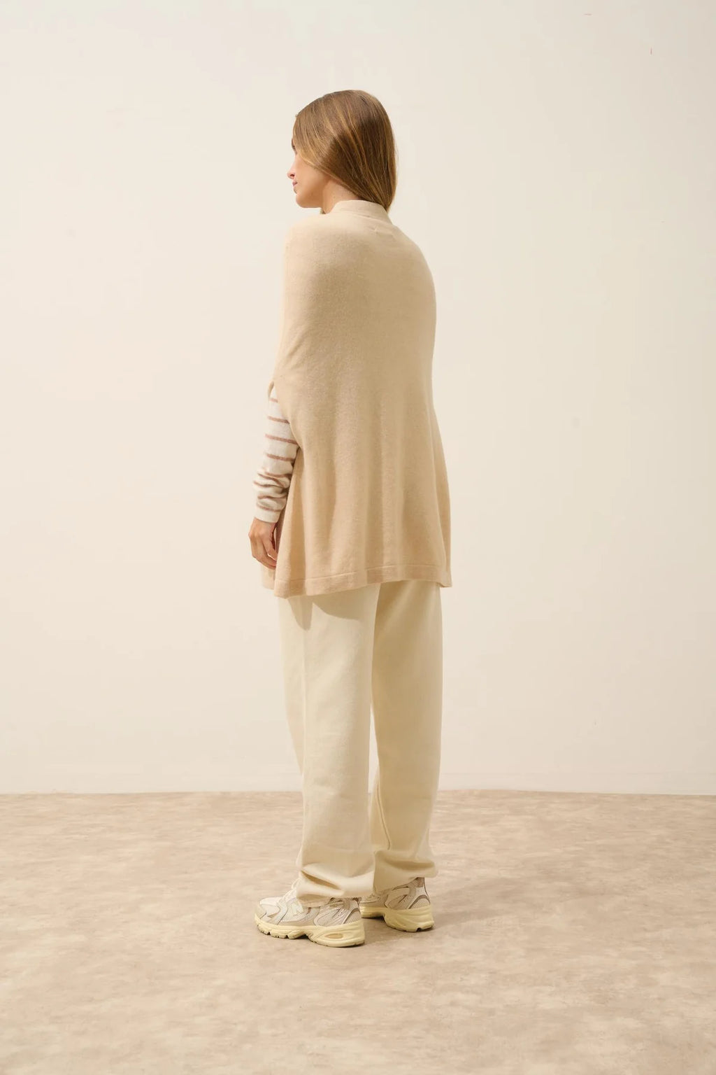 Crew-Neck Cape with Drawstring - Miamar - Sand