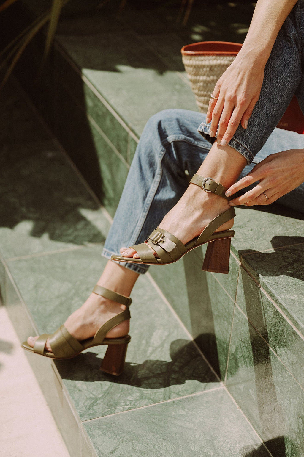 Micaela Sandals - Khaki Leather - Anaki