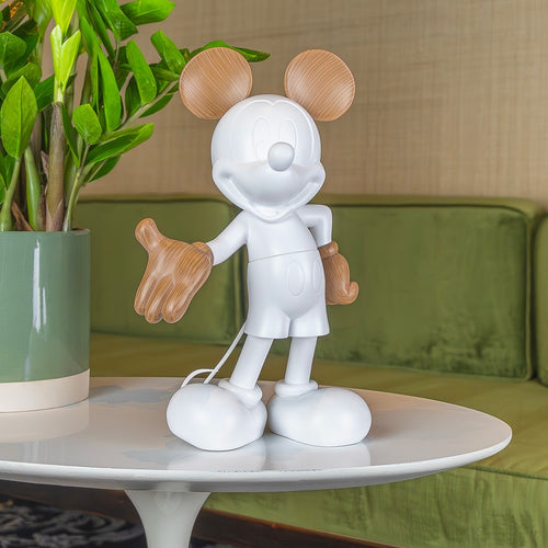 Mickey Welcome Wood - 30 Cm - Blanc & Effet Bois