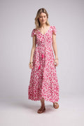 Robe Longue Manches Courtes - Rouge