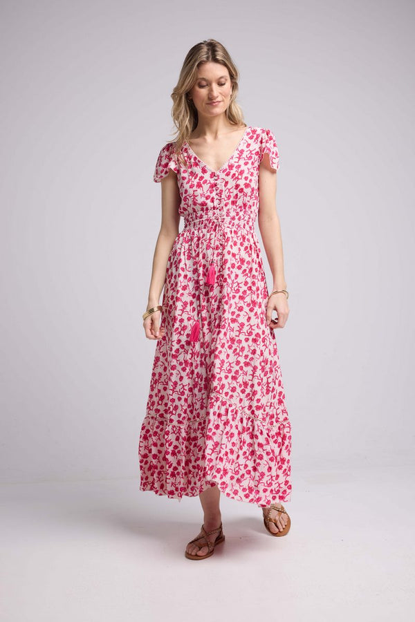 Robe Longue Manches Courtes - Rouge