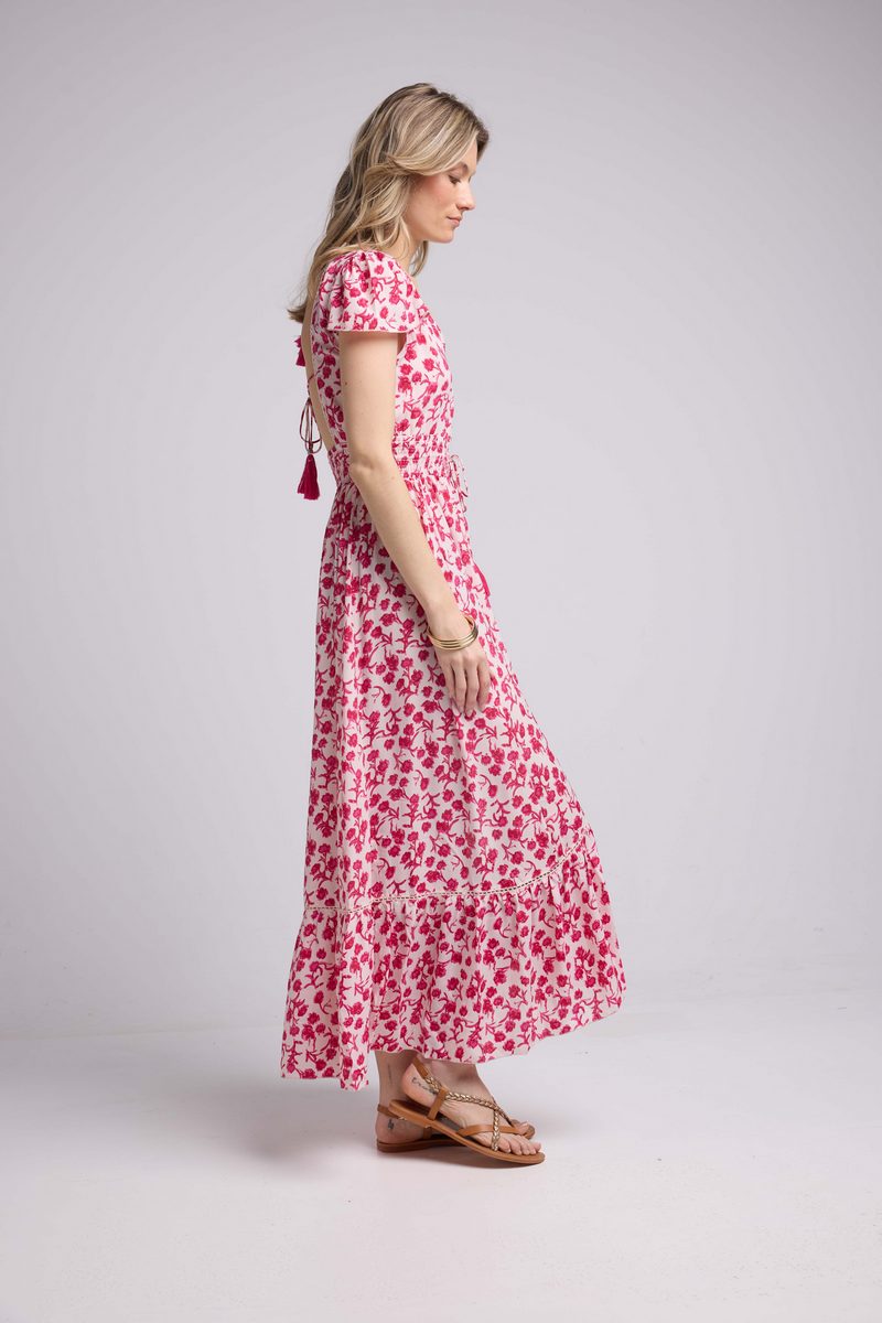 Robe Longue Manches Courtes - Rouge