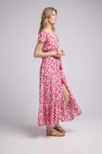 Robe Longue Manches Courtes - Rouge