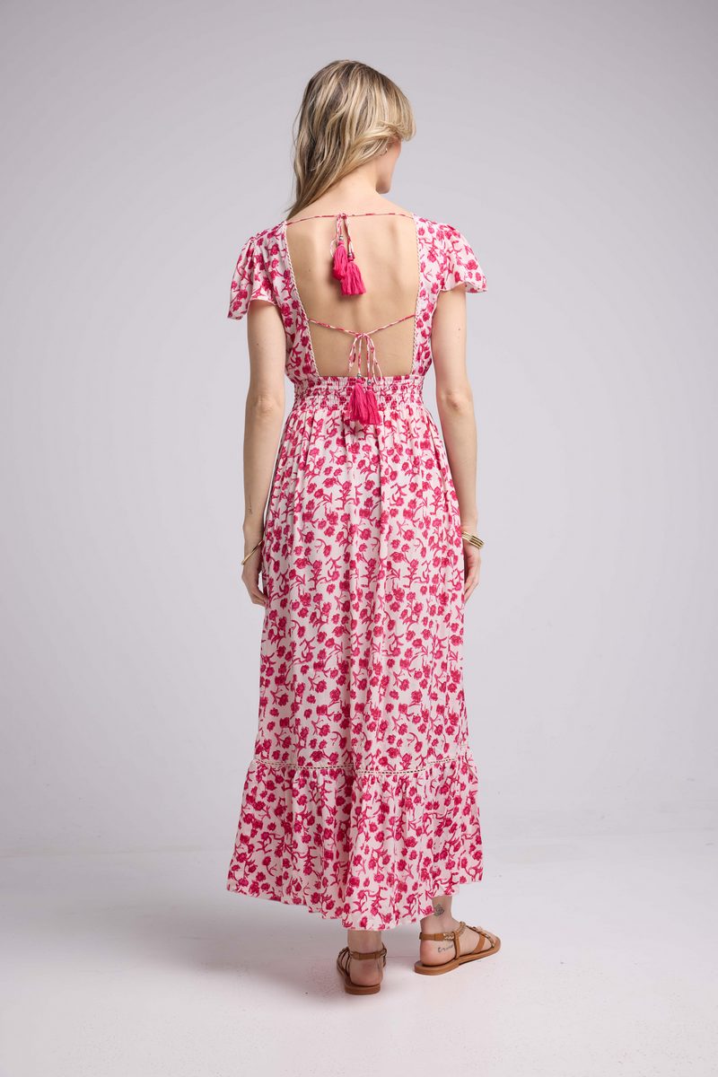 Robe Longue Manches Courtes - Rouge