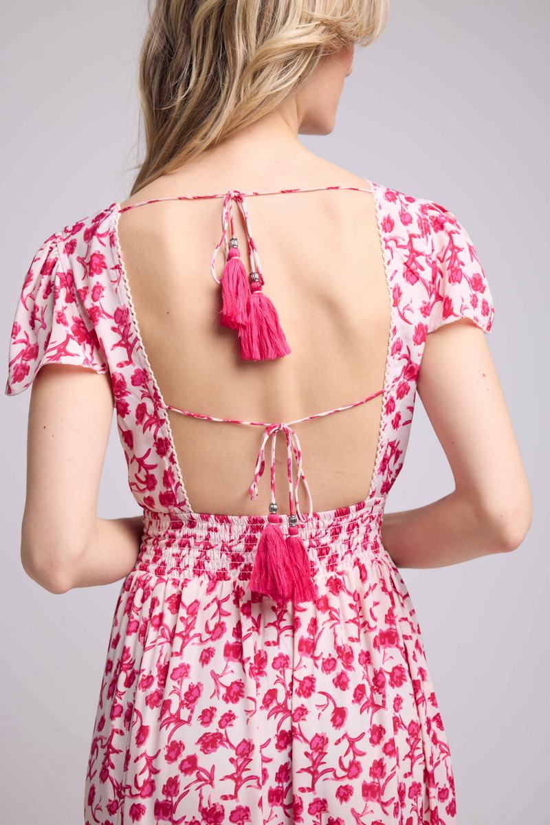 Robe Longue Manches Courtes - Rouge