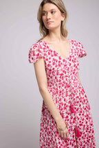 Robe Longue Manches Courtes - Rouge