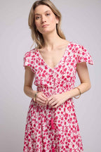 Robe Longue Manches Courtes - Rouge