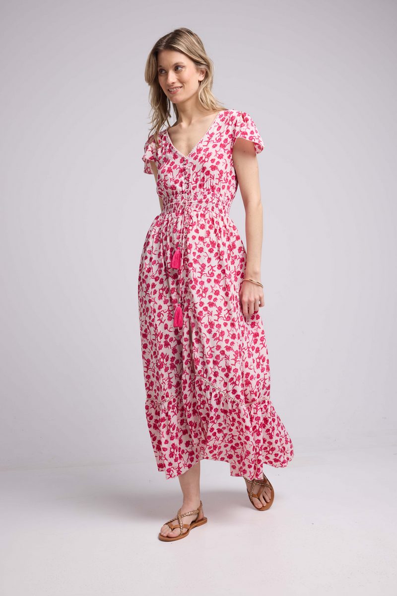 Robe Longue Manches Courtes - Rouge