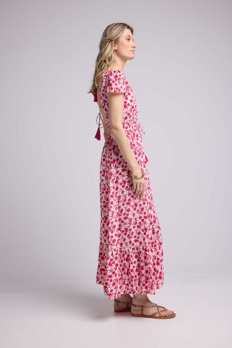Robe Longue Manches Courtes - Rouge