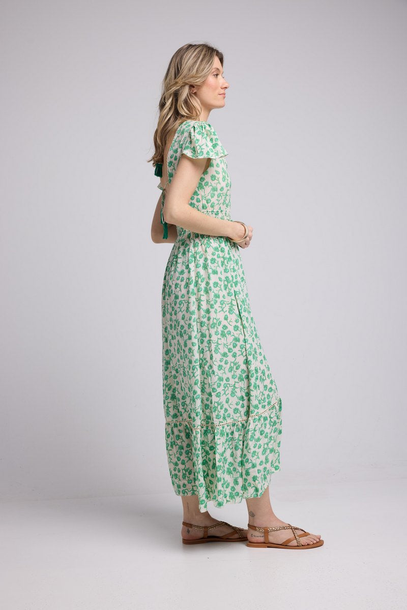 Robe Longue Manches Courtes - Vert