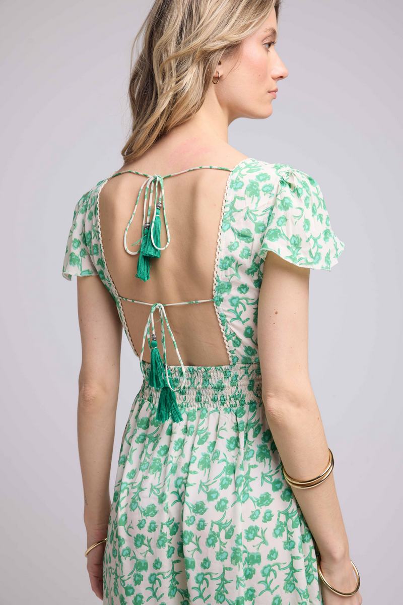 Robe Longue Manches Courtes - Vert