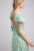 Robe Longue Manches Courtes - Vert