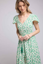 Robe Longue Manches Courtes - Vert