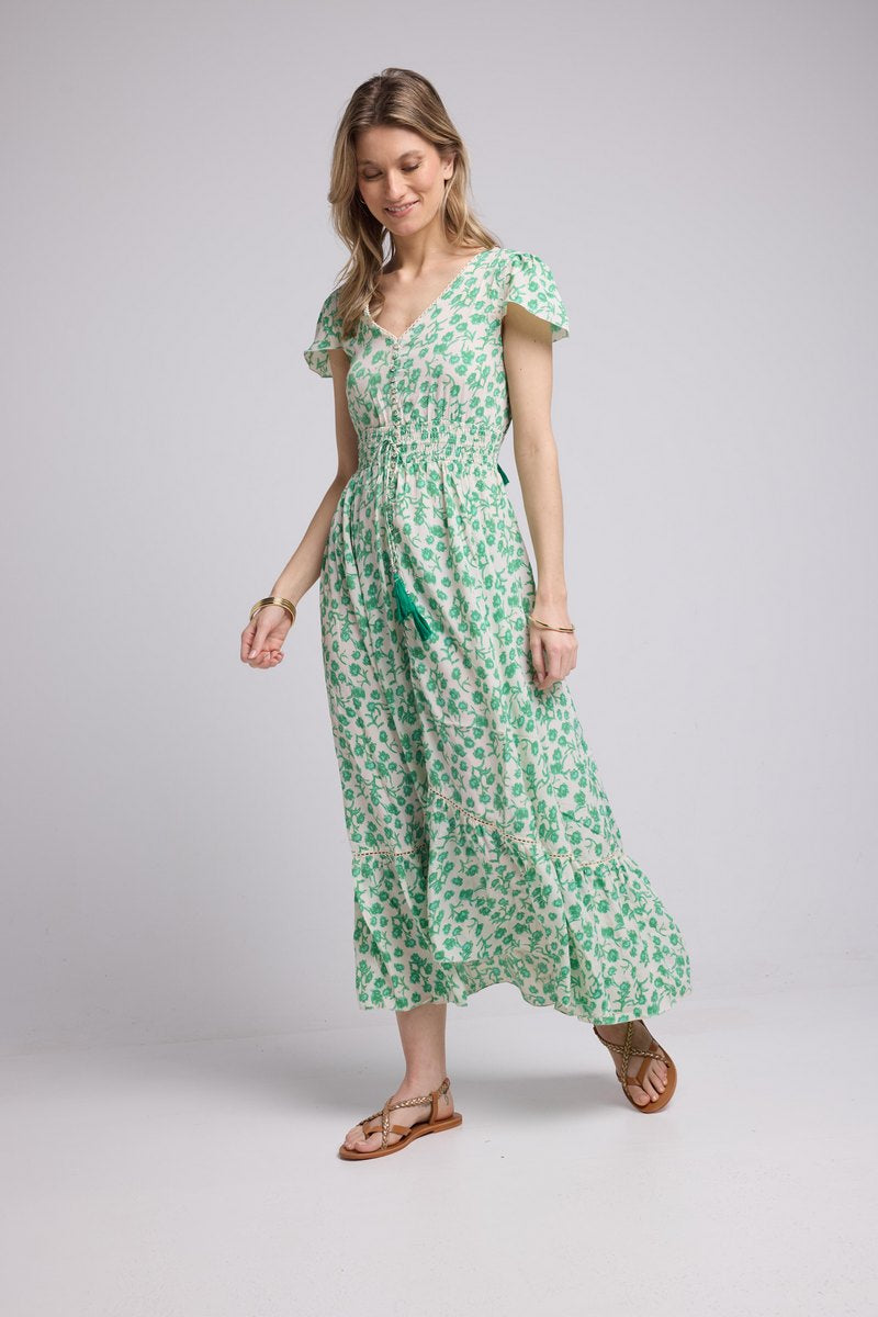 Robe Longue Manches Courtes - Vert