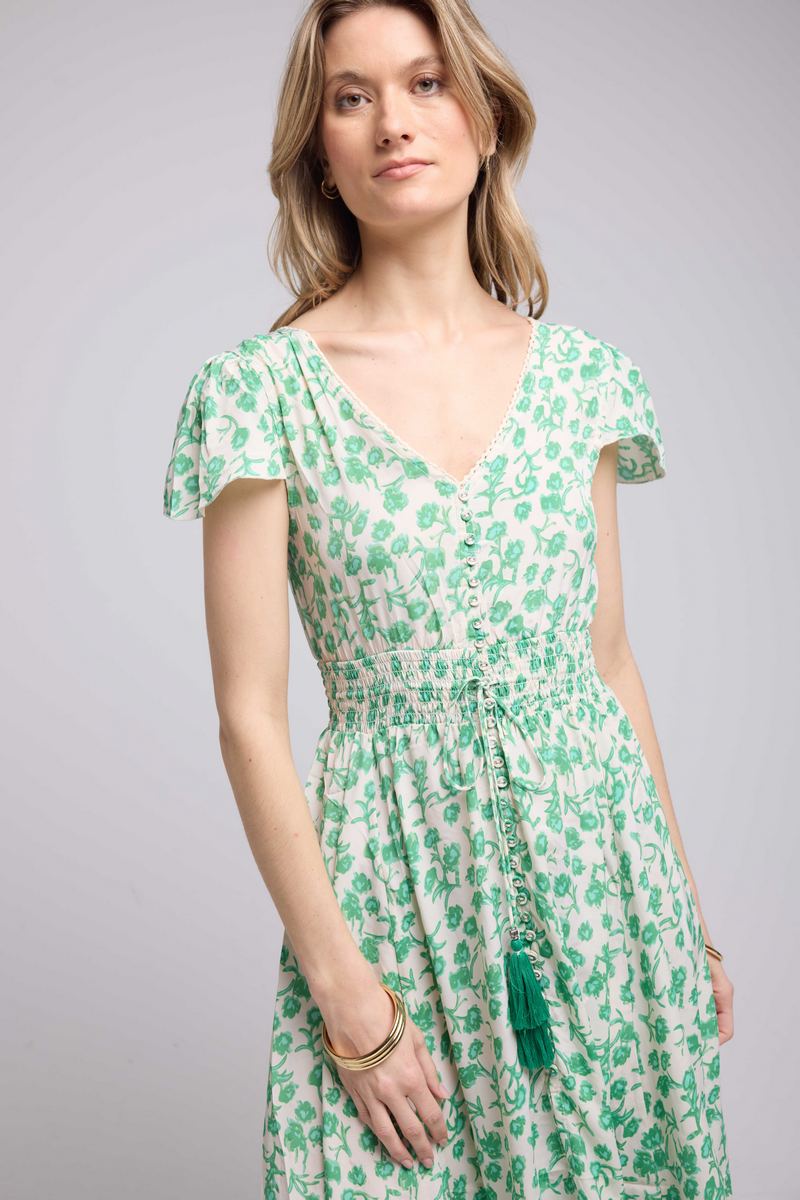 Robe Longue Manches Courtes - Vert