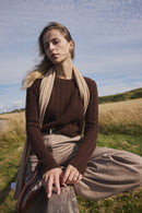 Pull Col Rond Torsades Milena - Marron