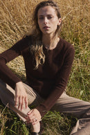 Pull Col Rond Torsades Milena - Marron