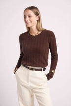 Jersey Cuello Redondo Trenzado Milena - Marrón