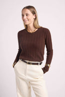 Pull Col Rond Torsades Milena - Chocolat - 100% Cachemire Oeko-Tex - Femme