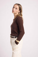 Milena Round Neck Sweater - Chocolate - 100% Cashmere Oeko-Tex - Woman