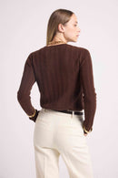 Milena Round Neck Sweater - Chocolate - 100% Cashmere Oeko-Tex - Woman