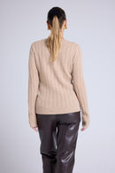 Pull Col Rond Torsades Milena - Beige Crème
