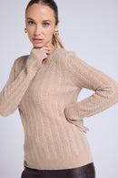 Pull Col Rond Torsades Milena - Beige Crème