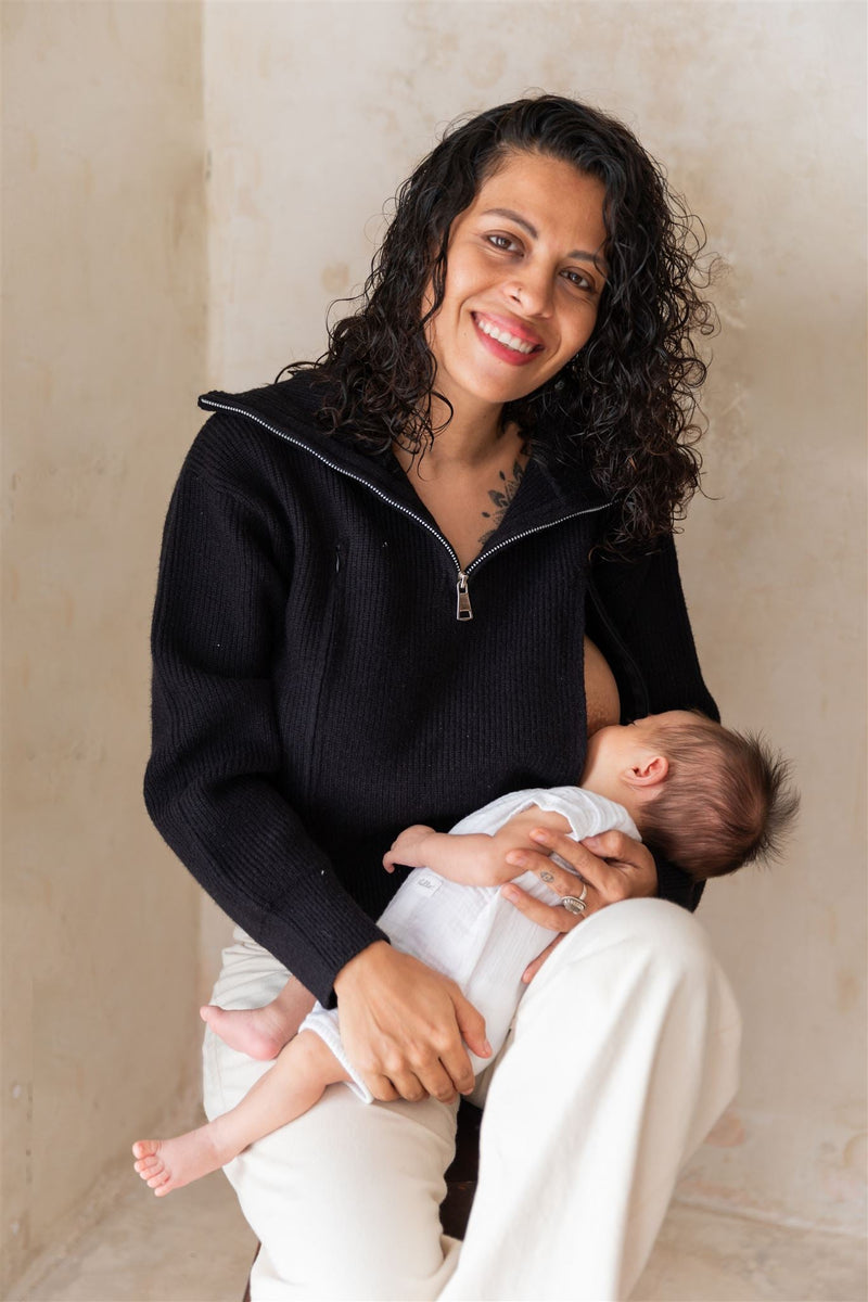 Pull D'Allaitement Noir Chiara - Femme