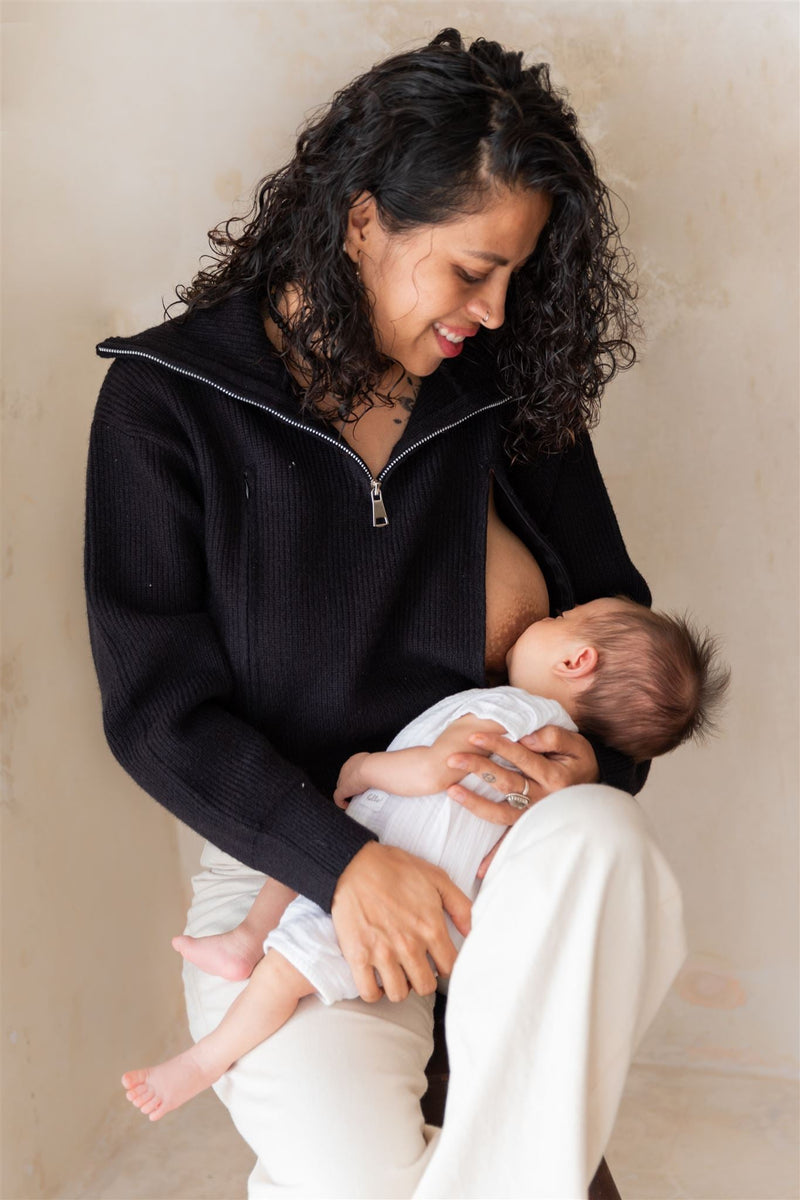 Pull D'Allaitement Noir Chiara - Femme