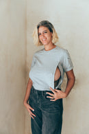 T-Shirt D'Allaitement Gris - Femme