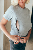 T-Shirt D'Allaitement Gris - Femme