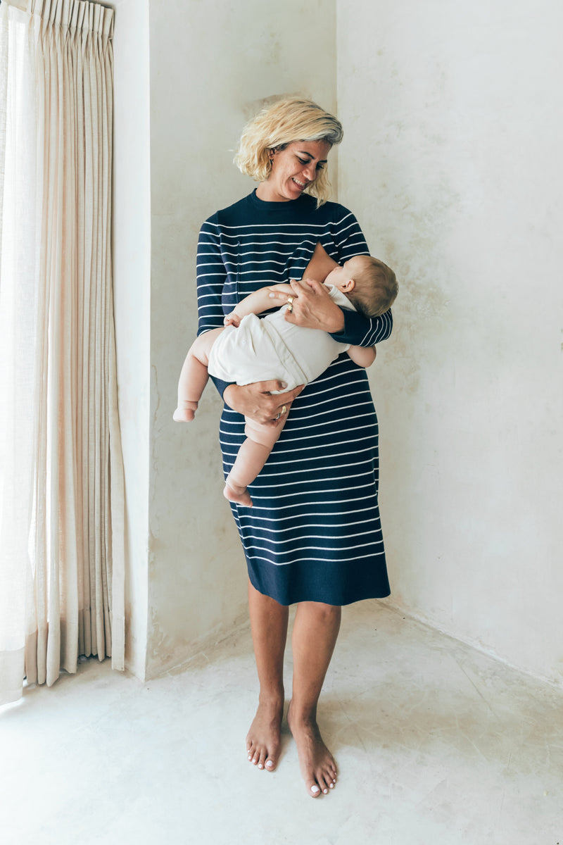 Robe D'Allaitement Maille Marinière - Femme