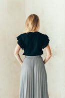 T-Shirt D'Allaitement Volant Noir - Femme